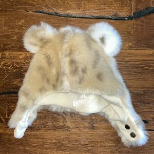 Restoration Hardware baby faux fur hat snow leopard 0 -12 months